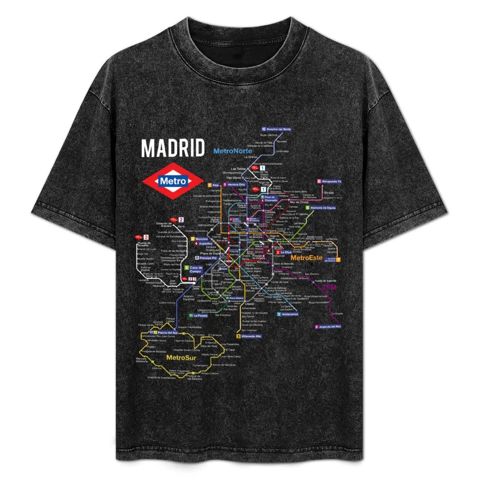 

Madrid Spain Metro Subway Train Map Spanish Language T-Shirt oversized t shirt korean fashion shirts graphic tee men