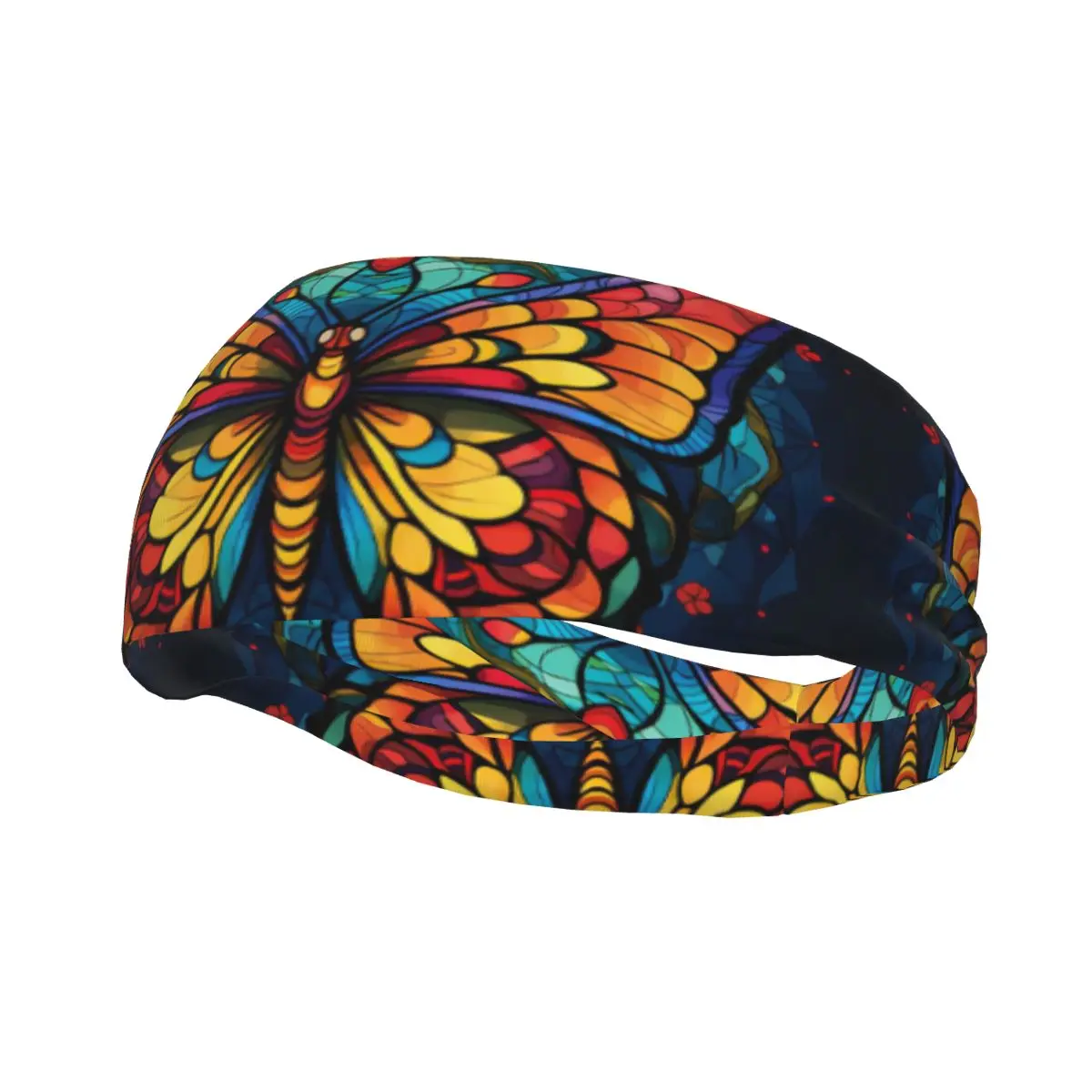 

Headband Butterfly Stained Glass Style Headwrap Hairband for Tennis Gym Fitness Headwear Hair Accessories
