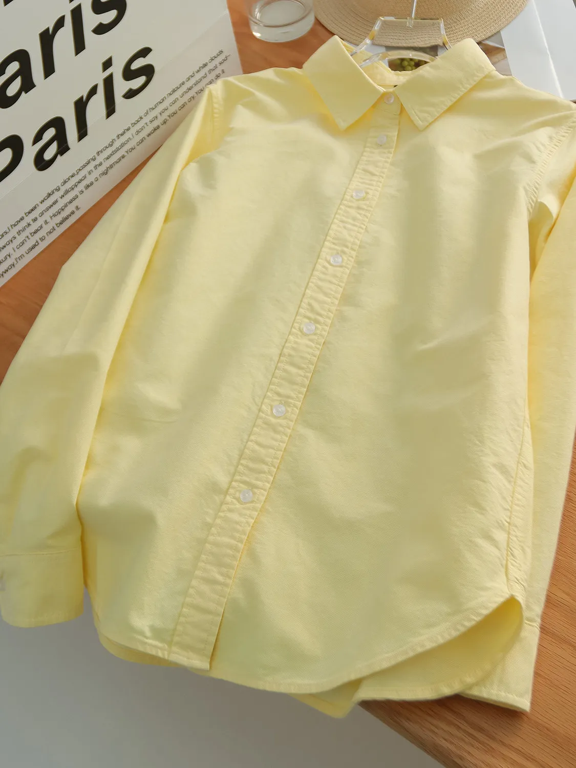

Loose Women's Long Sleeve Pure Color Shirt Spring Summer New Style Casual Layering Coat Top Flip Collar Comfortable Polyester