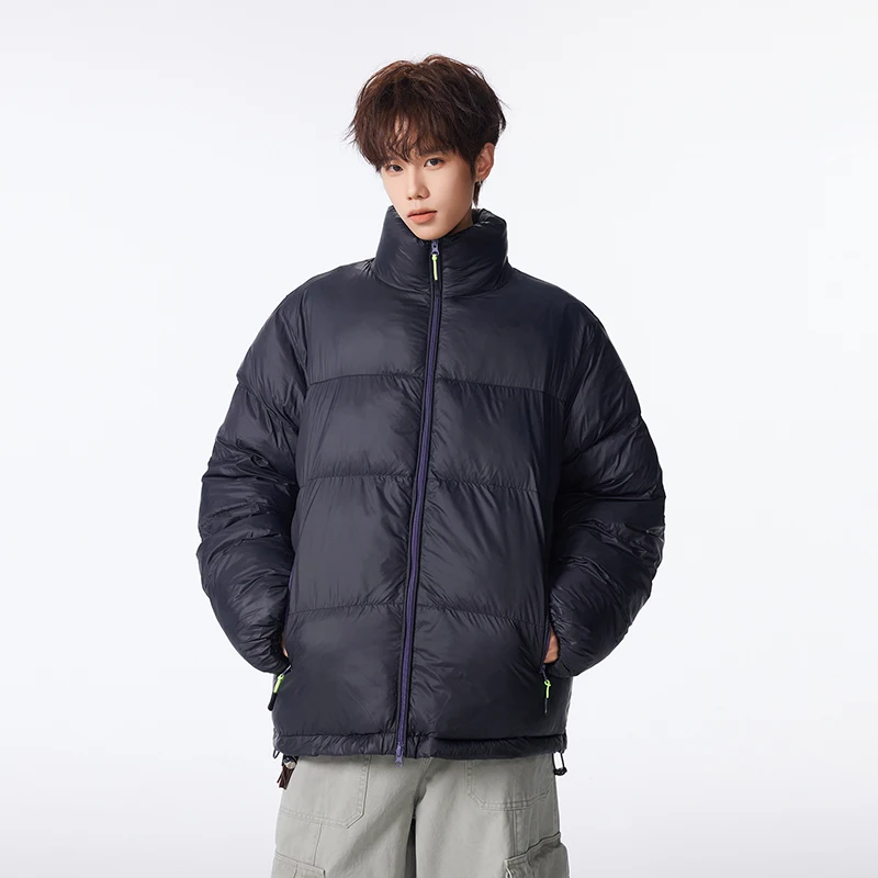 Kurtka zimowa unisex z kołnierzem stójką, ocieplana bawełną, wiatroodporna i ciepła, zestawy dla par.