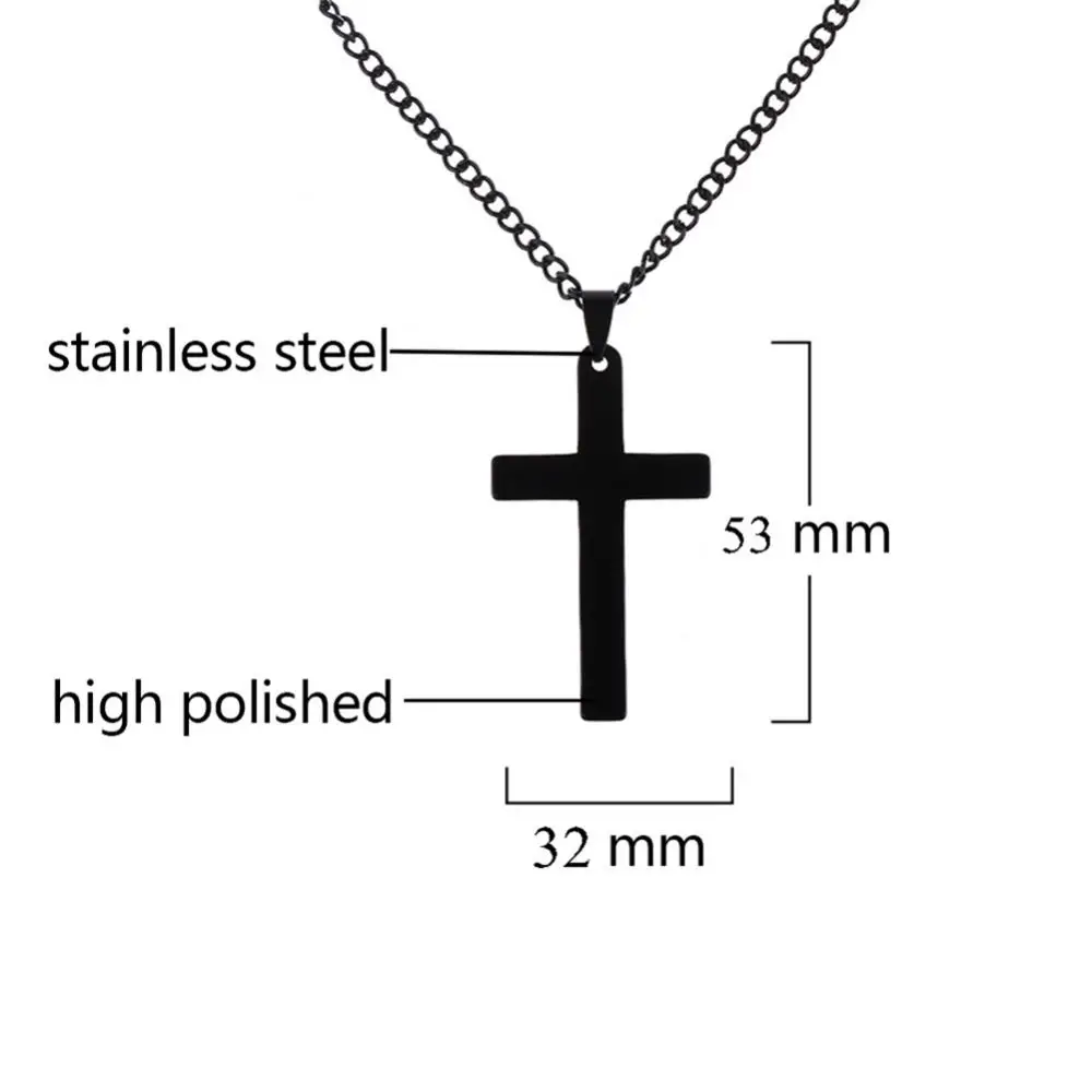 Fashion Necklace for Men Simple Cross Pendant Alloy Necklace Chain Jewelry Christmas Day Gift
