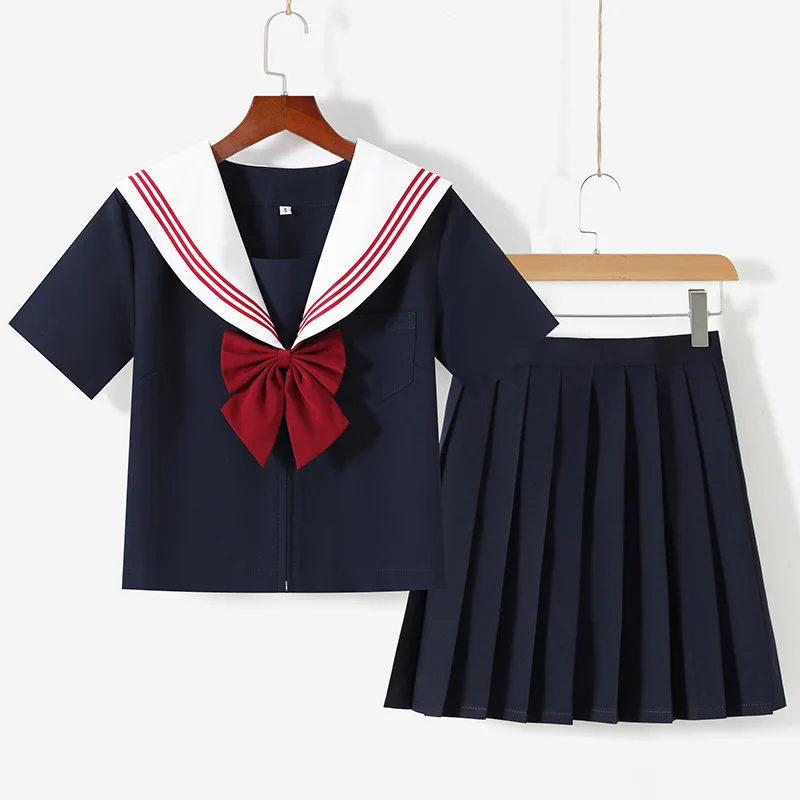 Japanese School Uniform Class Sailor Suit JK Uniforms 3 Pieces Set Students Clothes for Korean Cosplay Seifuku Women Skirt S-2XL