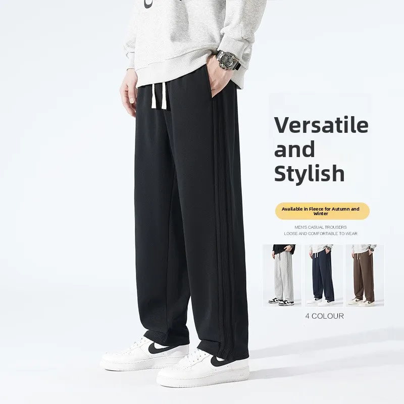

Мужские повседневные брюки прямого кроя, осенне-зимние, на флисовой подкладке, свободного кроя, молодежные, спортивные, модные, хлопковые брюки для студентов