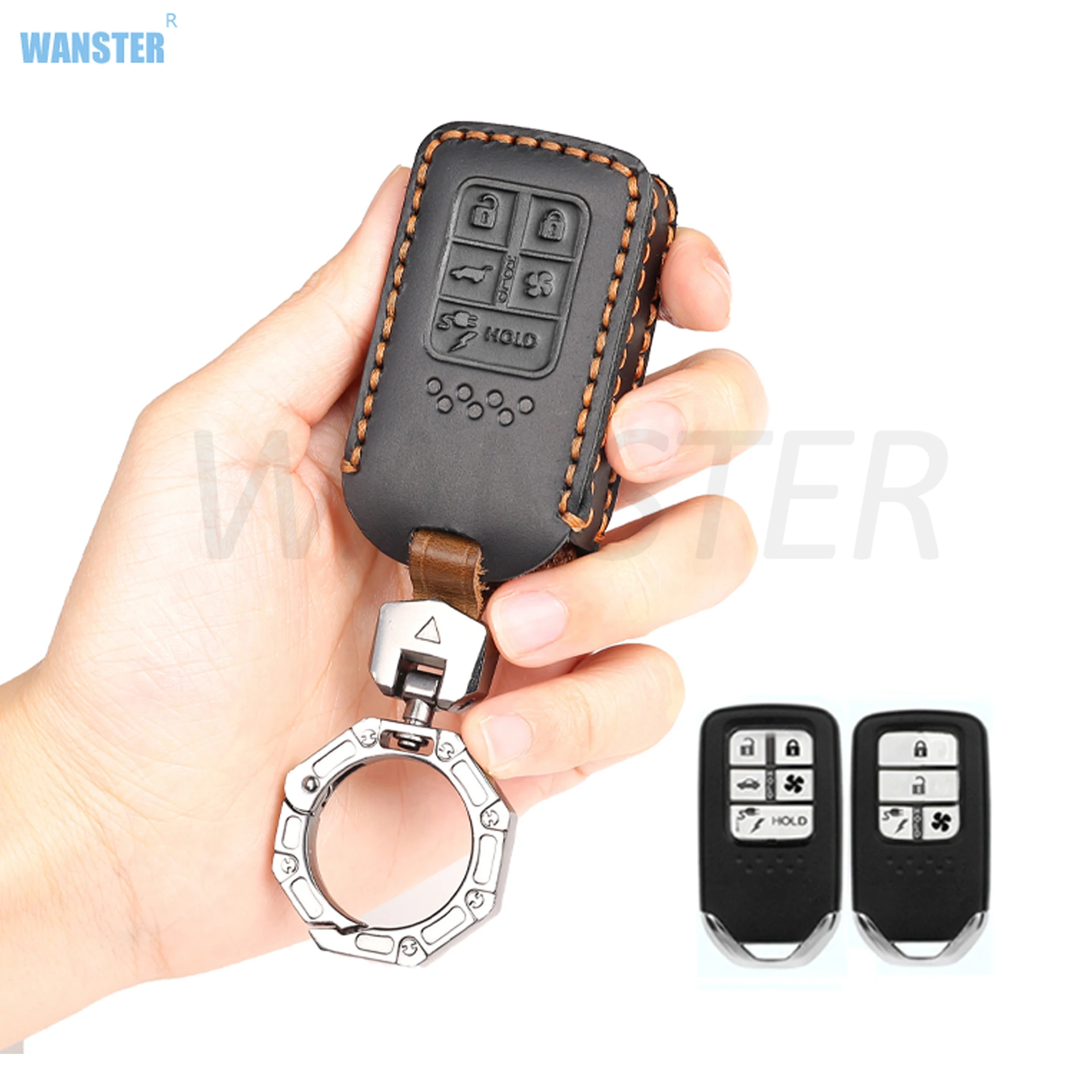 

4/5 BOTTONS Leather Car Key Case Cover for 2022 Honda BREEZE EV CR-V CRV RHEV and Honda E:NS1 ENS1 E:NS ENS 1 Accessories