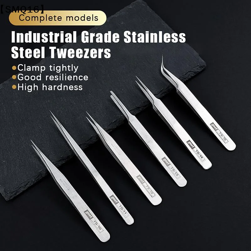 6Piece Stainless Steel Tweezers Bent Straight Tweezers For Fine Work In Crafts【SMQ】