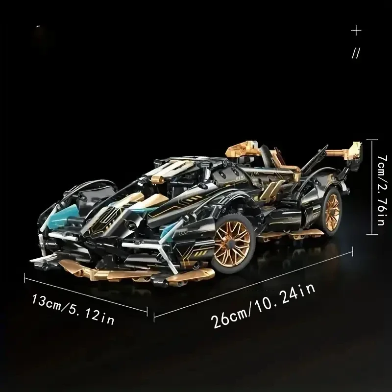 V12 블록 자동차 및 금색 액세서리 고급 데스크탑 나무 모델 자동차, 생일 선물 1690 슈퍼 블록 레이싱카