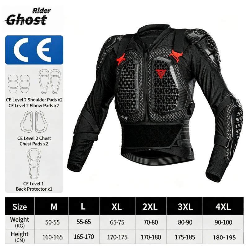 Motorcycle Jacket Men Women Motorcycle Full Body Armor Jacket Moto Turtle Motocross Racing Jacket CE Approved Protective Gear