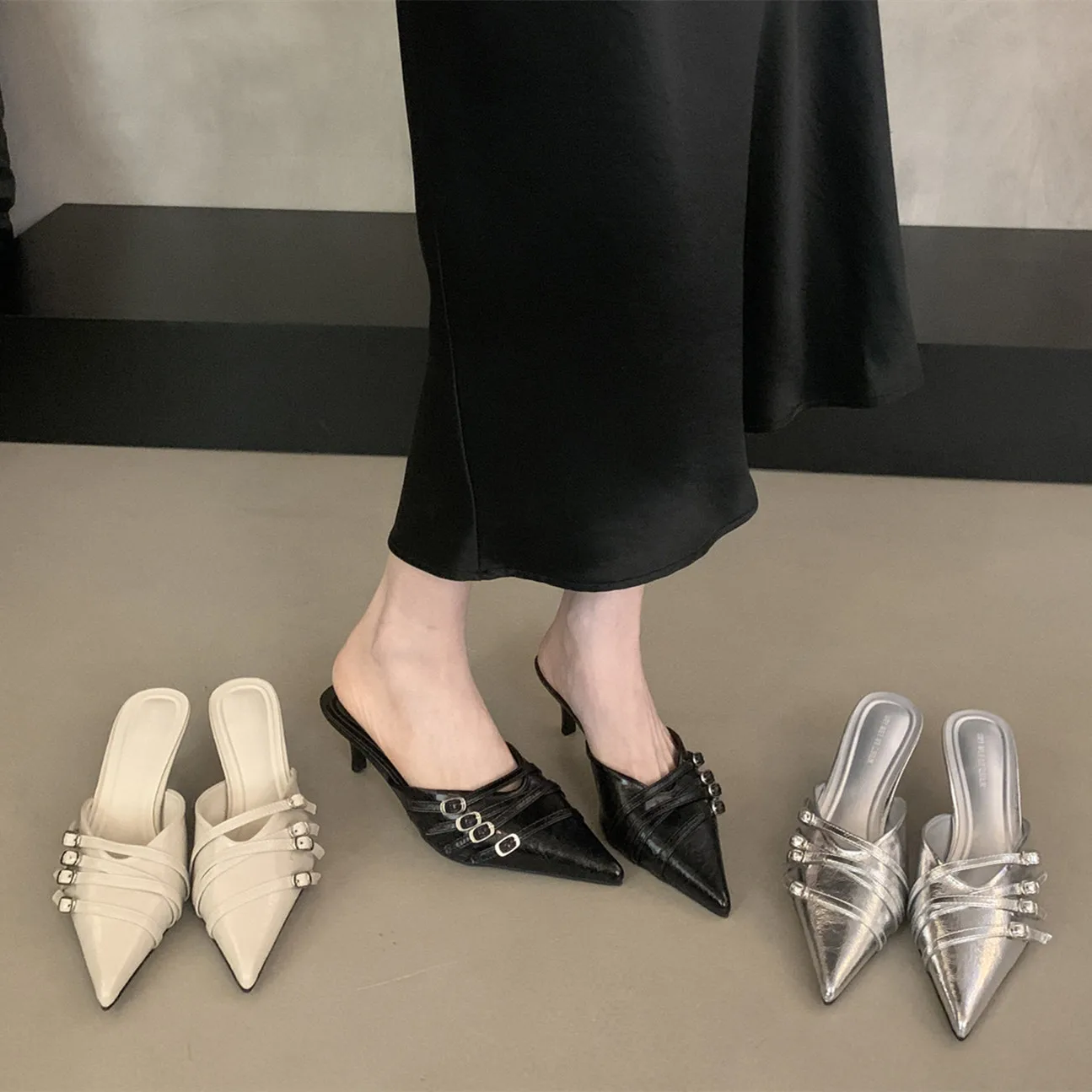 

Bailamos/Новые брендовые женские туфли-лодочки, модные туфли без шнуровки с острым носком, модельные сандалии на тонком низком каблуке