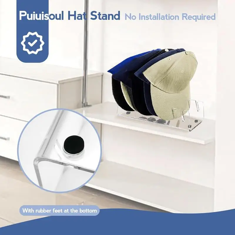 Hat Display Rack Acrylic Baseball Hat Display 7 Slots Space-Saving Desktop For Caps Clothing Storage Shelf Living Room Bedroom