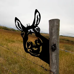 Vintage Donkey Head Iron Silhouette Wall Art Decoration for Garden Party Decor Cute Farmhouse Touch to Your Garden Fence