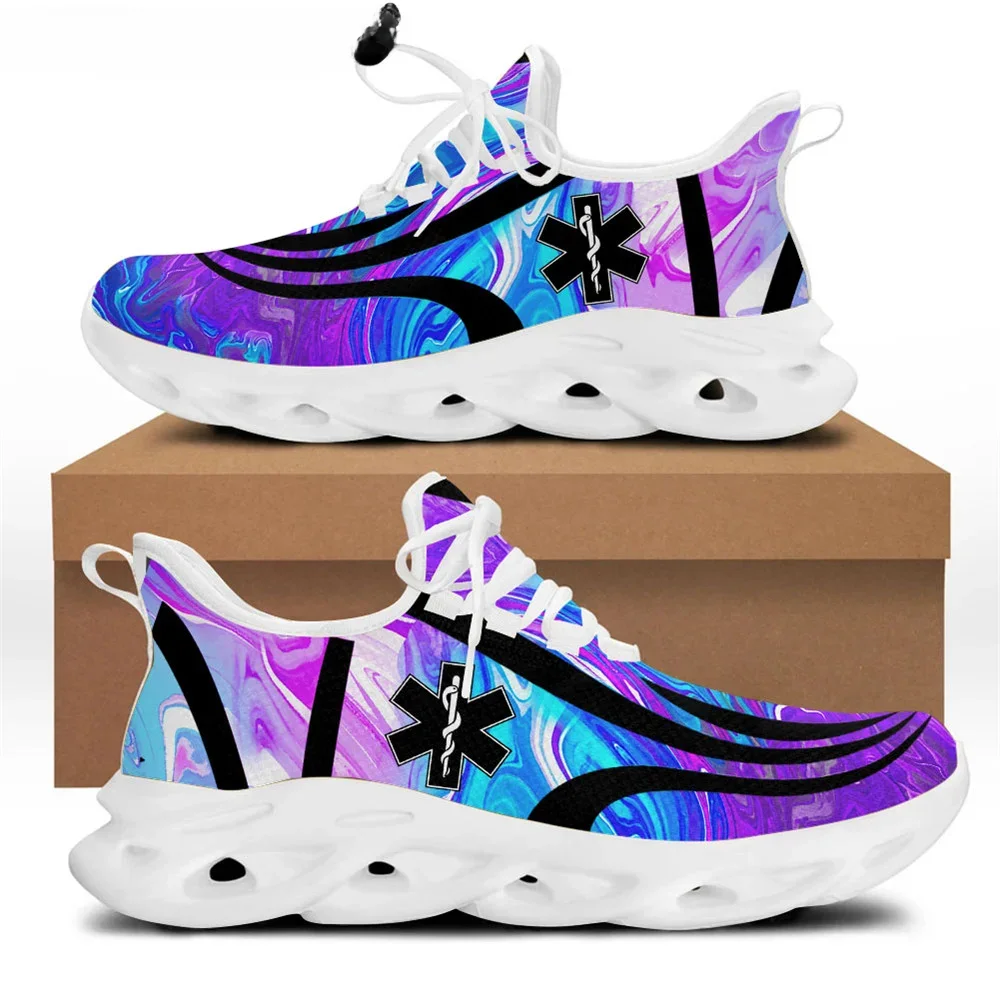 

Paramedic EMT EMS Design Holographic Shoes Casual Flat Sneaker Ladies Lace Up Light Walking Shoe Breathable Footwear