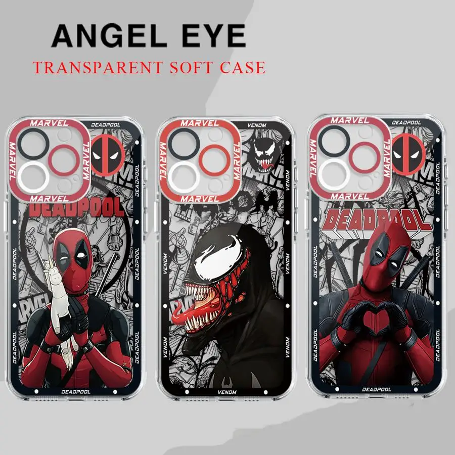 Marvel Deadpool Venom Phone Case for iPhone 16 15 Plus 12 Pro SE 7 8 13 Mini XS Max 14 Pro Max XR 11 Soft Cover