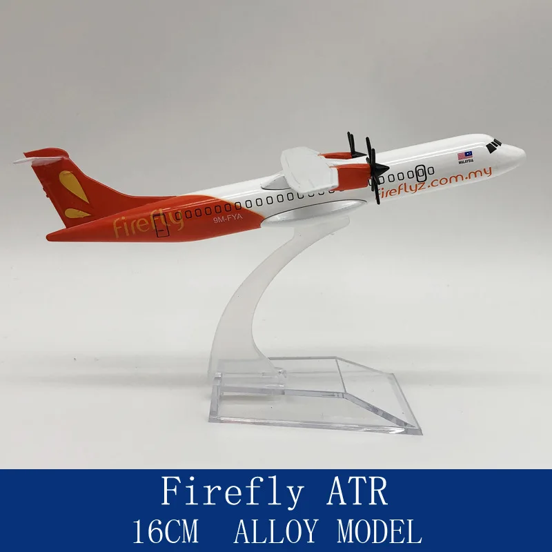 Alloy Diecast Avião Modelo com Stand Display, Malásia Firefly Hélice, Avião Brinquedos, Fãs, 16cm, 1:400 Modelo, ATR-72