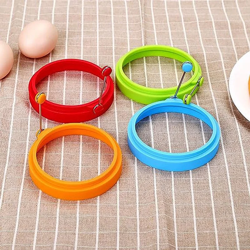 14 PCS Round Silicone Egg Maker Pancake Mold Tool Seven-Color Poached Egg Mold For Cookings