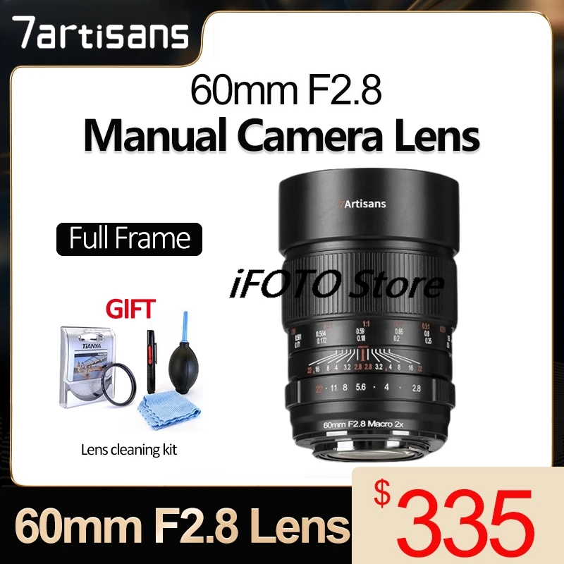 7artisans  60mm F2.8  Full Frame 2X Magnification Macro Lens for Sony E  A7R5 M4 Nikon Z7 Z9 Canon R8R6