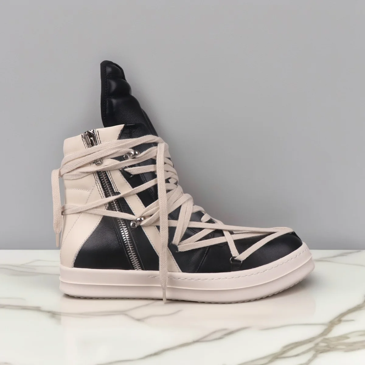 

Мужская кожаная обувь, повседневные женские высокие ботинки, черные, белые кроссовки на молнии со шнуровкой, роскошные дизайнерские осенние туфли