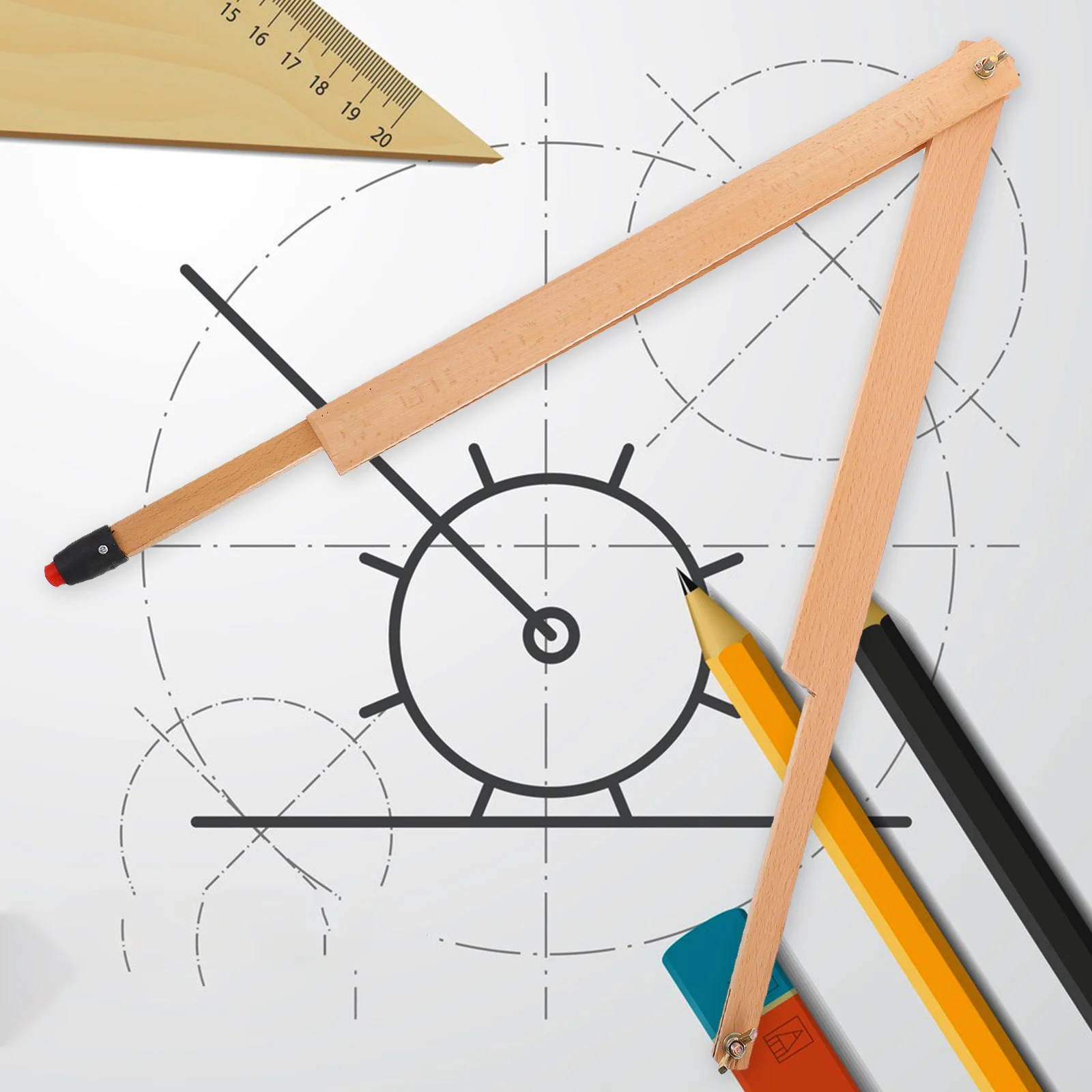 Drawing Compass For Math Teaching Aids Large Circle Tool Whiteboard Clip Chalk Holder Engineering Drafting Design Carpenter