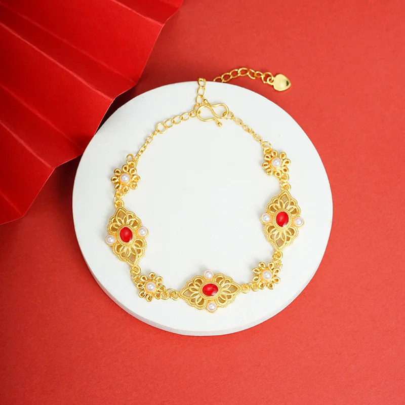 

Women's 24K Gold (AU999) Versatile Filigree Phoenix Bracelet Inlaid with Zircon | 3D phoenix head design, charming for travels