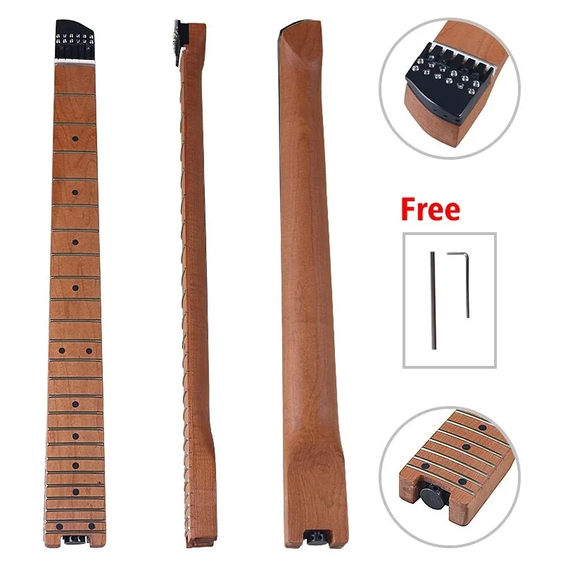24 Fret Headless Electric Guitar Neck With Tuning Hardware Luthier Accessory For Custom Guitar Making