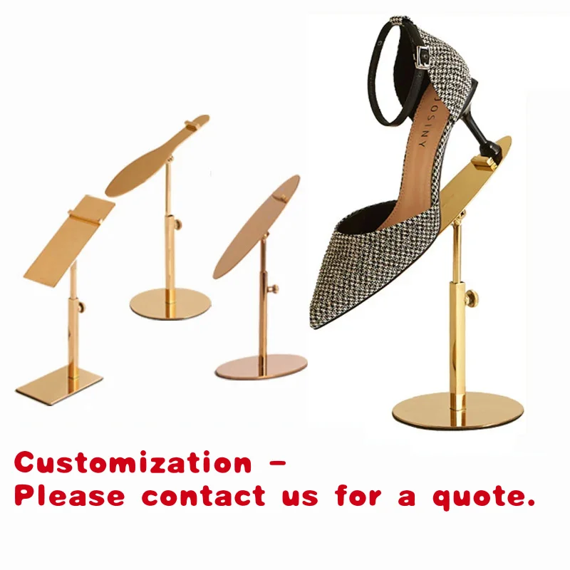 

Customize.Adjustable Stainless Steel Gold Single Pair Modern Simple Women Shoe Display Stand Metal Shoe Racks