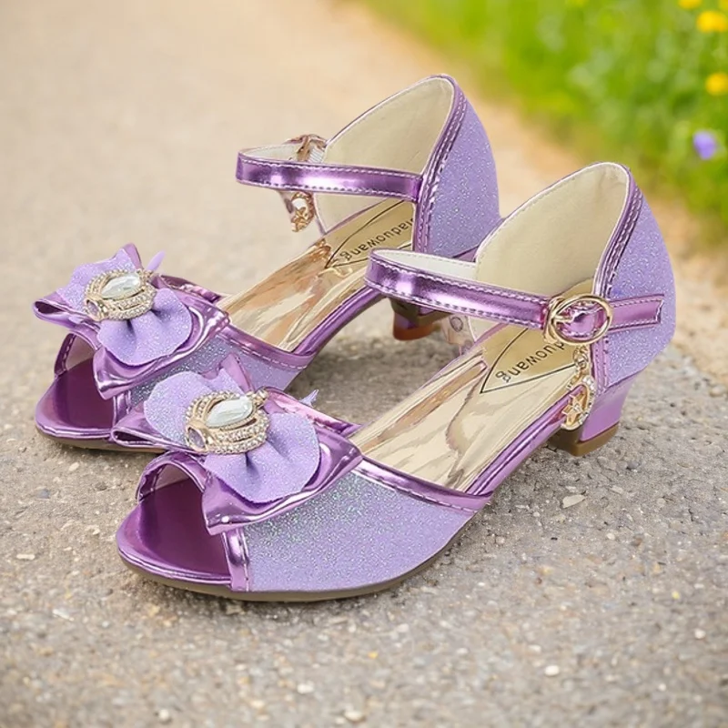 Girl's Fashion High-heeled Sandals Kid's Summer Party Sandalies Students Slipper Sandals Princess Performance For Girls