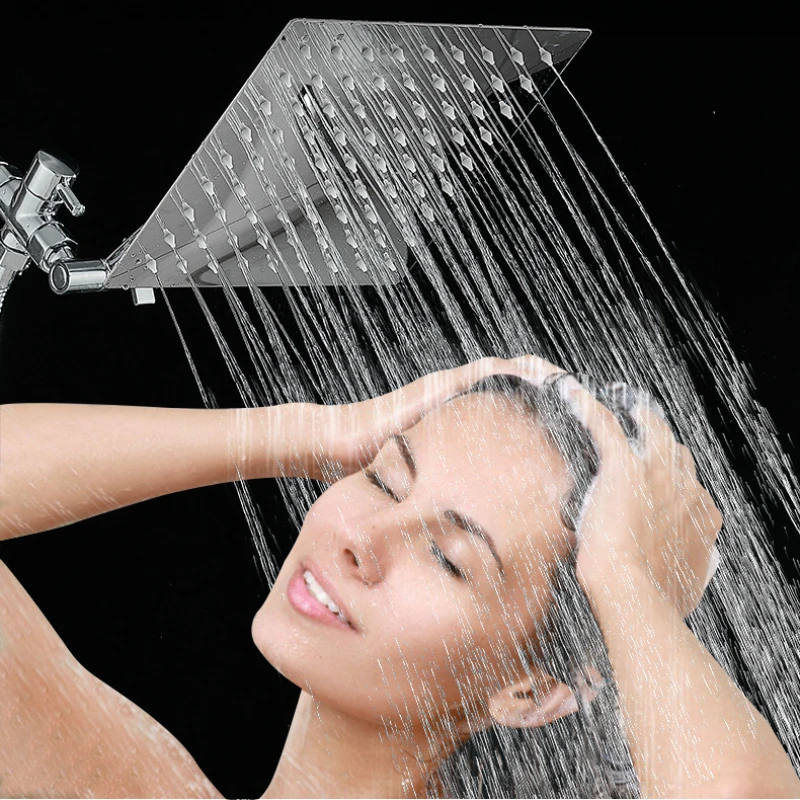 

8 Inch Luxury Rain Shower System Square Overhead Showers Set with Hand Showerhead Stainless Steel Bathroom Shower Faucet Set