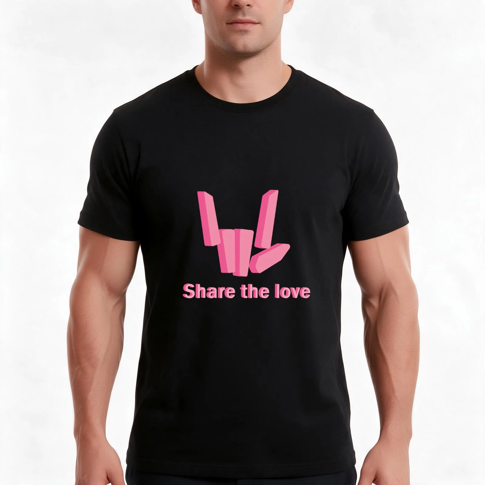 Share the Love 3D Style T-Shirt, Summer Casual Cotton Tee, Oversized Streetwear Tops, Vintage Graphic Print, Unisex Men Women