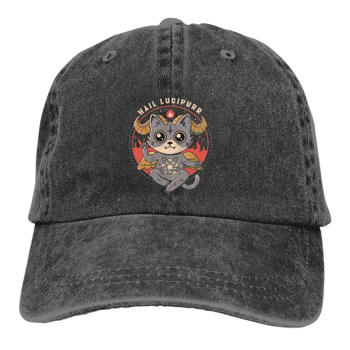 Hail Lucipurr Cute Cat Baseball Cap Men Cowboy Hats Women Visor Protection Snapback Baphomet Satan Lucifer Caps