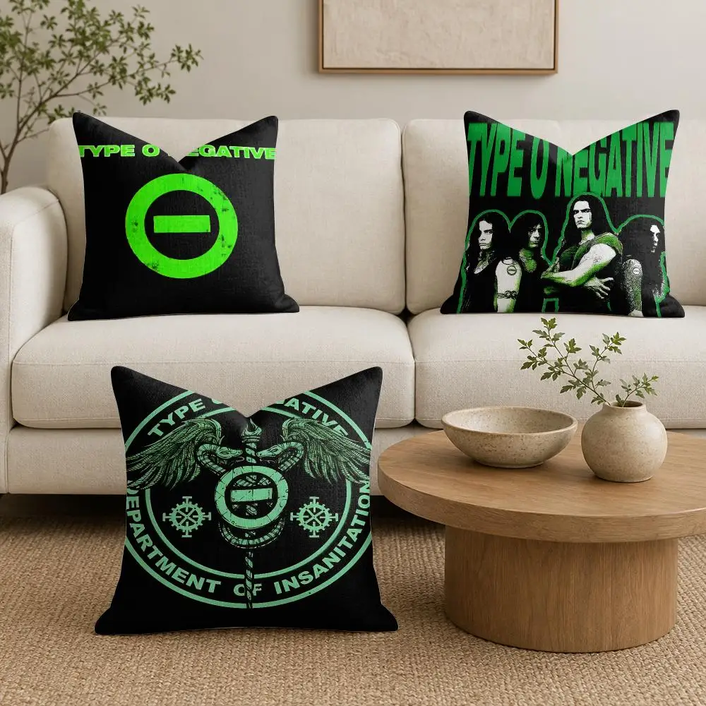Band Logo T-Type O Negative Cushion Cover Organic Linen Square Pillow Case Durable Non-Allergenic And Kind To Skin