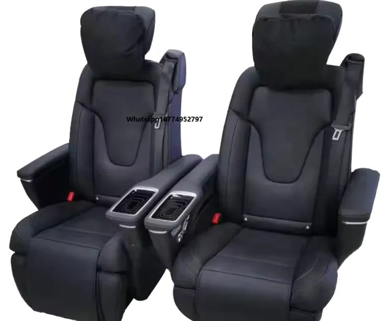 Custom-Fitted Luxurious Black and Beige Leather Electric Power Seats for  V-Class Vito Modified Car Seats