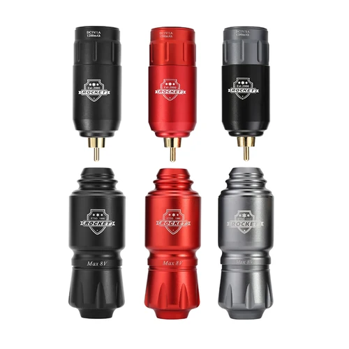 Imagen 2 del producto Máquina de Motor de pistola rotativa con pluma de tatuaje de cohete con enchufe RCA, batería recargable Tatu para maquillaje permanente con microagujas
