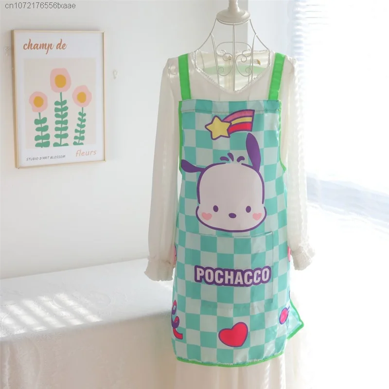 Sanrio Hello Kitty Melody Kuromi Pachacco Cartoon Household Apron Anime Cinnamoroll Adjustable Kitchen Cooking Apron Clean Apron