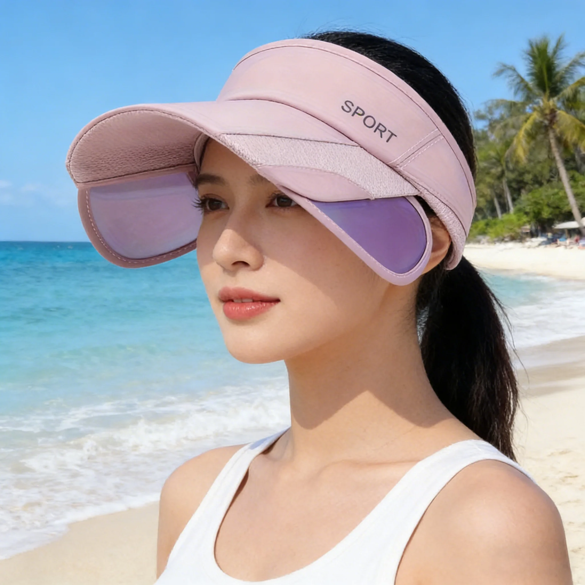 

1PC Summer Sun Protection Empty Top Hat Women's Leisure Cycling Retractable Brim Sunscreen Hat Outdoor Sports Sun Hats