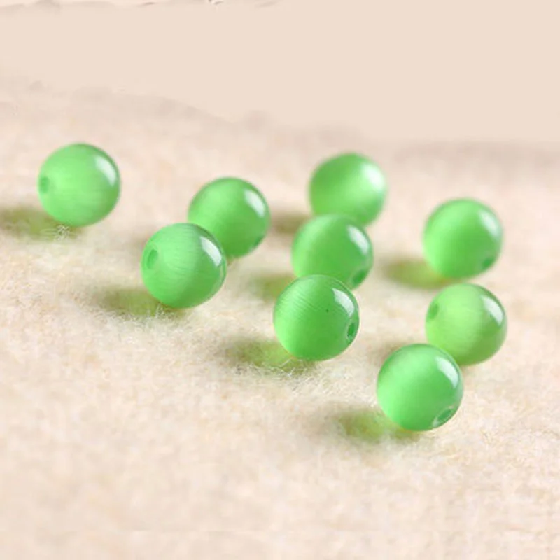 4A Natural Green Cat Eye Opal Single Bead DIY Beads Crystal Jewelry Making