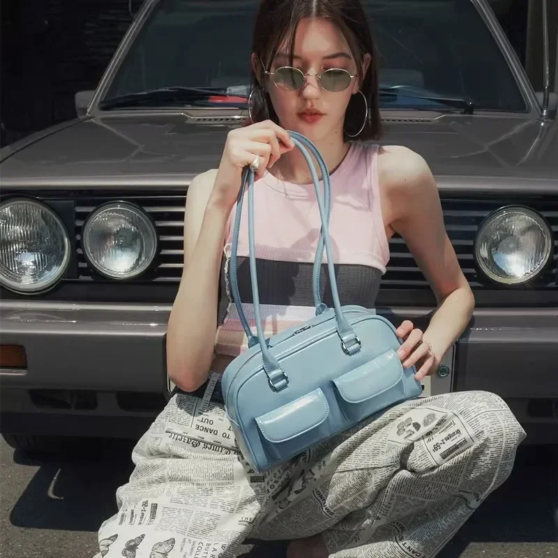 Femmes sac mode coréenne laque cuir PU nouveau bureau dame Vintage solide sac à bandoulière sac à main sac à main de luxe sacs de créateurs