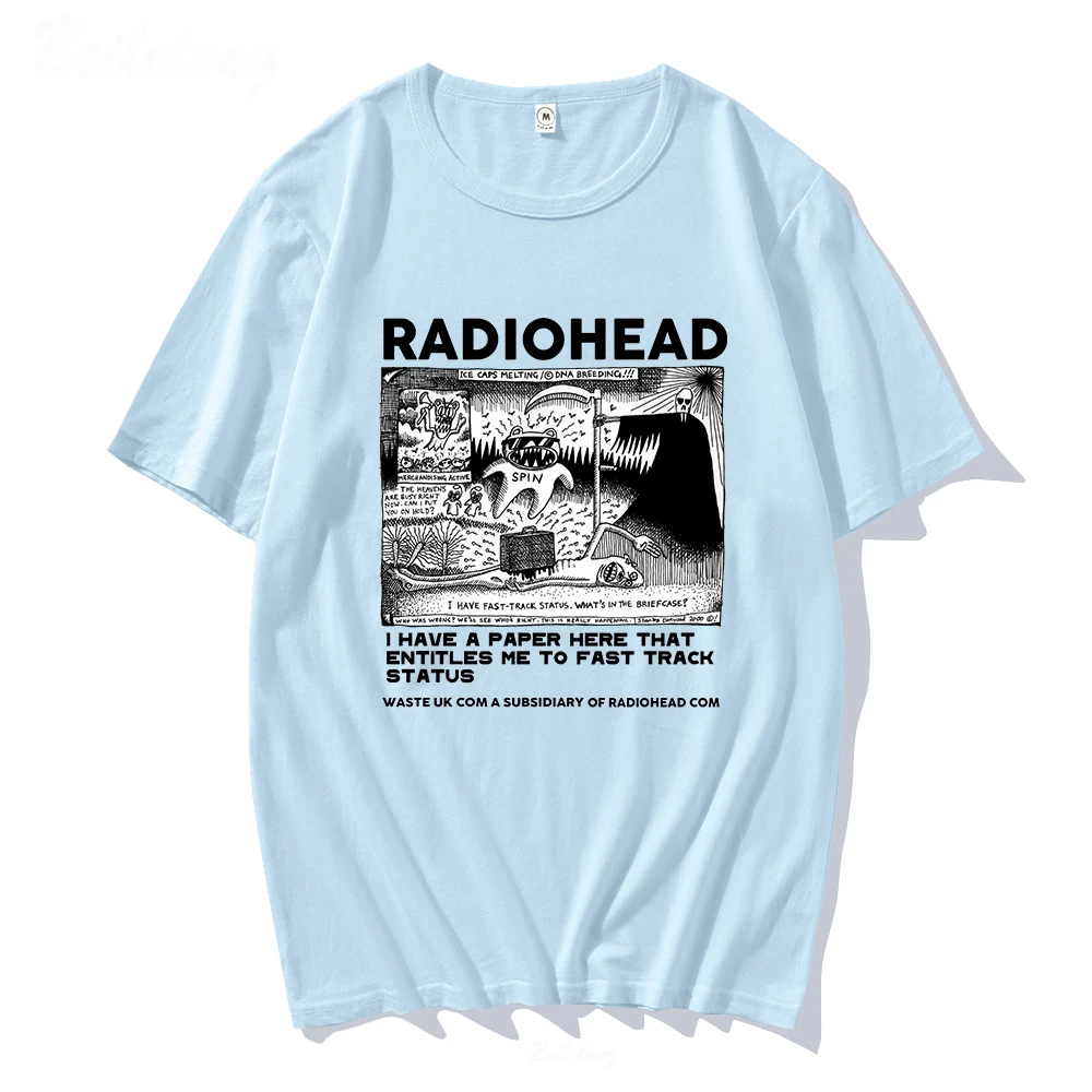 Radiohead Áo Nam Cổ Điển TEE Bắc Mỹ Tour Rock Bé Trai Camisetas Hombre Hip Hop Unisex 100% Cotton Quá Khổ áo Sơ Mi Nam