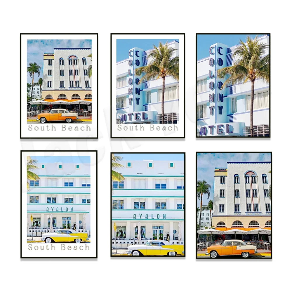 Miami Beach Prints, South Beach Miami, Printable Art Poster, Art Deco Print Travel Poster