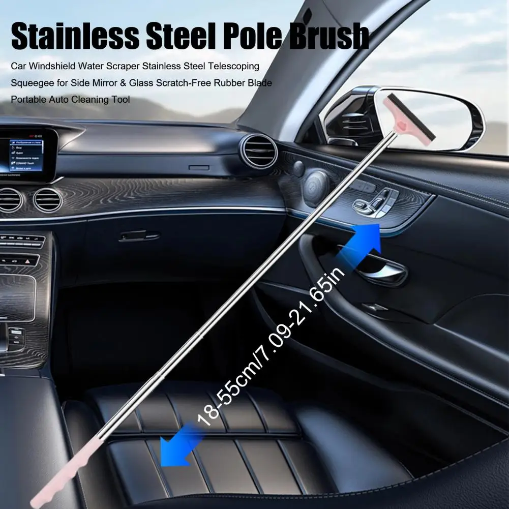 Soft Rubber Squeegee Car Brush Stainless Steel Telescoping Windshield Water Scraper with Rubber Blade Portable Auto Tool Car 95