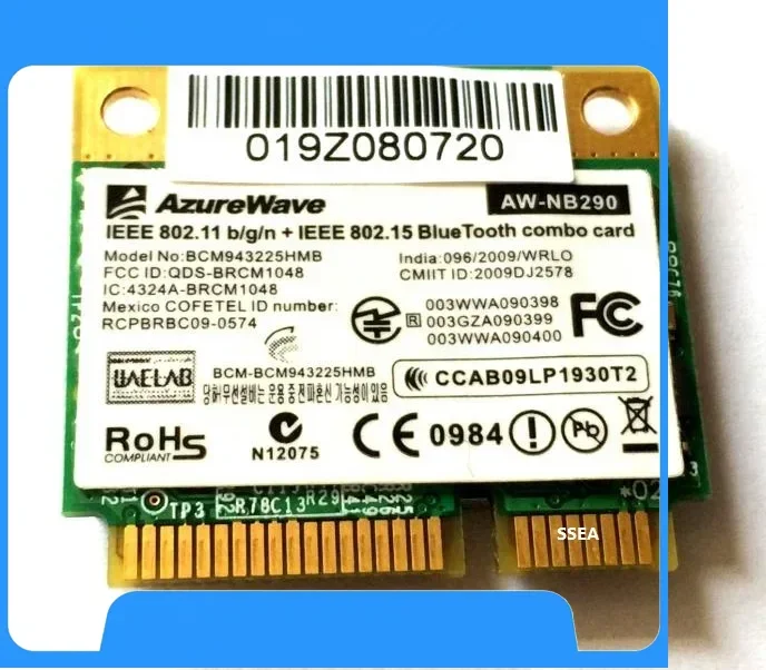 

Оптовая продажа, новый Broadcom Bcm943225HMB BCM43225 Внутренний беспроводной Wi-Fi для Bluetooth 3.0 Half Mini PCI-E Card 802.11 N 300M