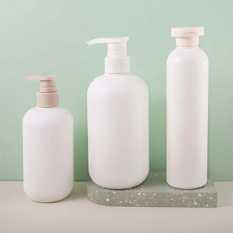 Branco vazio plástico bomba cabeça garrafa, recarregável, adequado para loção Shampoo garrafa, high-end cosméticos garrafas, bomba acrílica, 300ml, 500ml