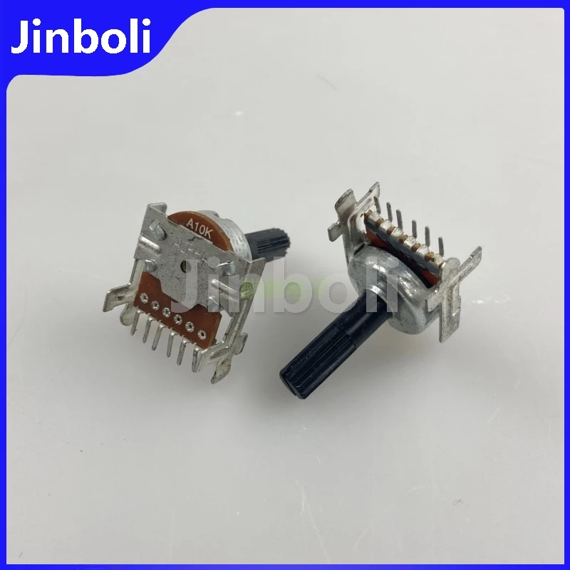 2PCS R16 Type Horizontal Dual Potentiometer A10K Single Row 6Pins Flower Shaft Length 21mm