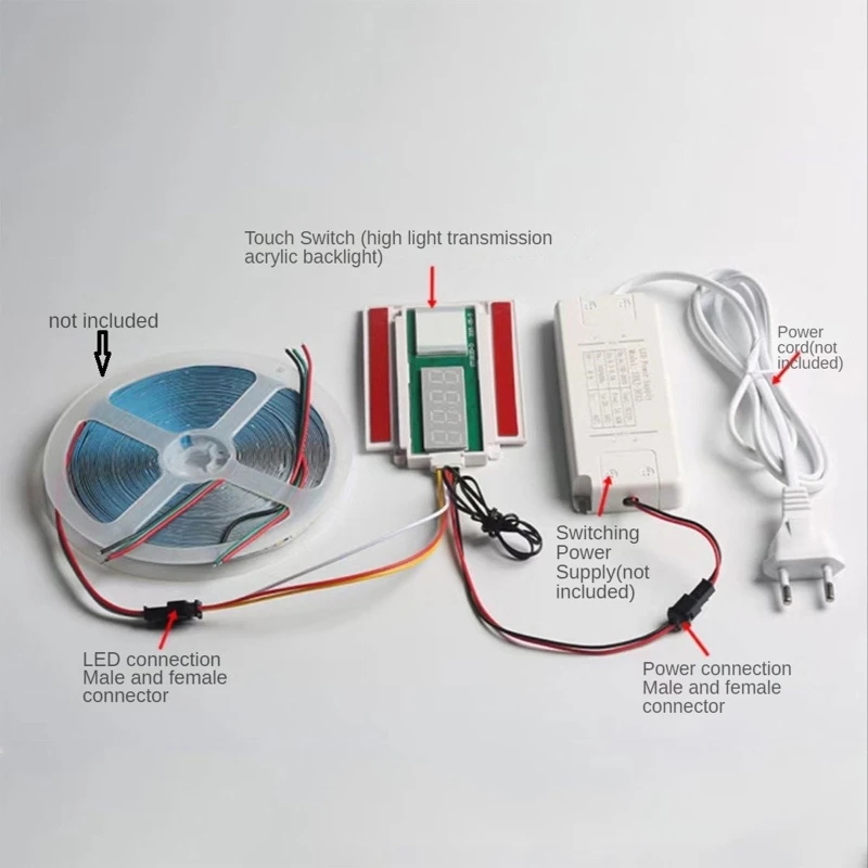 DC12V Single Button Touch Sensor with Clock Temperature Display LED Touch Switch for Vanity Bathroom Mirror Y5GB