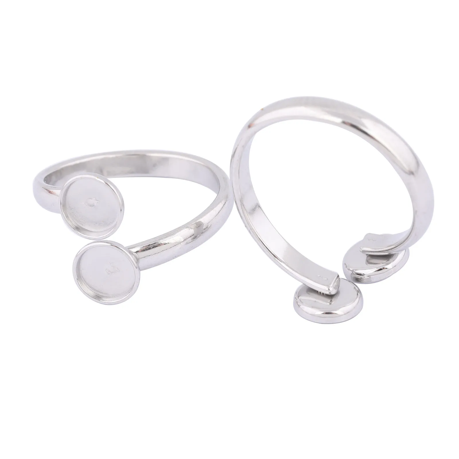 

10pcs Stainless Steel Adjustable Double Bezel Cabochon Ring Base Setting Blanks 6mm Diy For Jewelry Making Supplies
