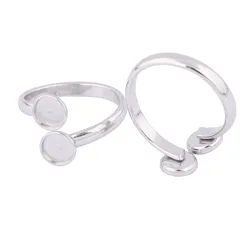 10pcs Stainless Steel Adjustable Double Bezel Cabochon Ring Base Setting Blanks 6mm Diy For Jewelry Making Supplies