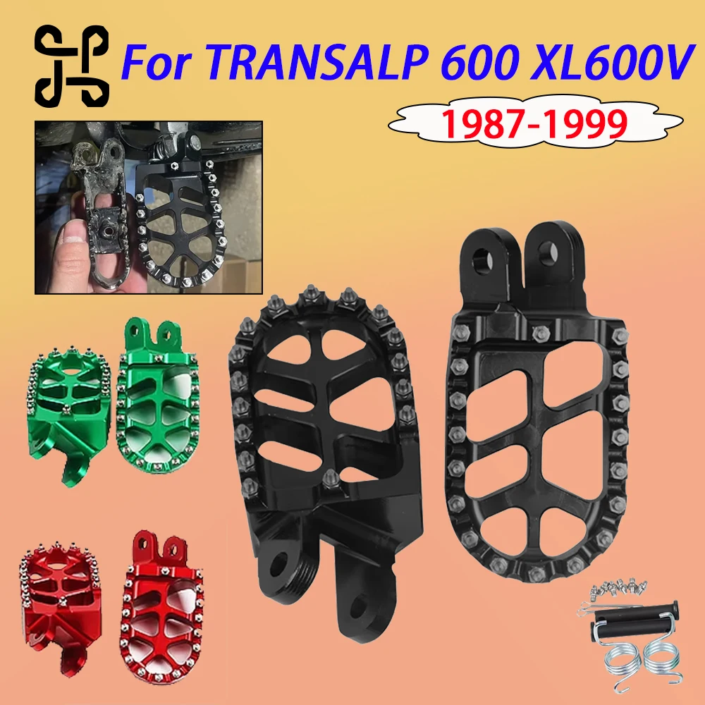 For Honda Transalp 600 XL600V 1987 - 1999 Motorcycle Footpegs Heavy-Duty Aluminum Alloy Anti-Slip Footrest Pedal Accessories