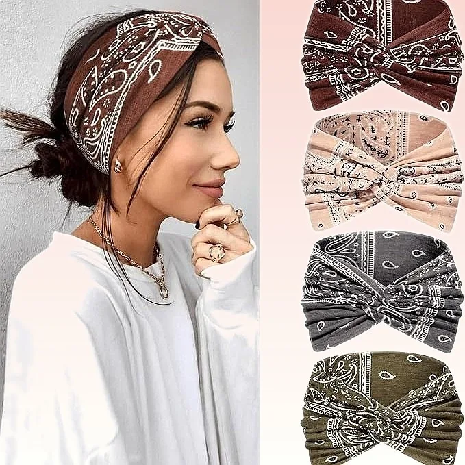 New Yoga Headband Women Cashew Print Cross Hair Accessories Fashion Sport