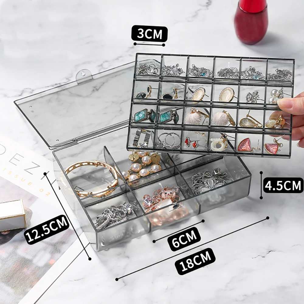 

24+6 small transparent plastic bead storage containers for storing small items crafts and rings earrings and accessories
