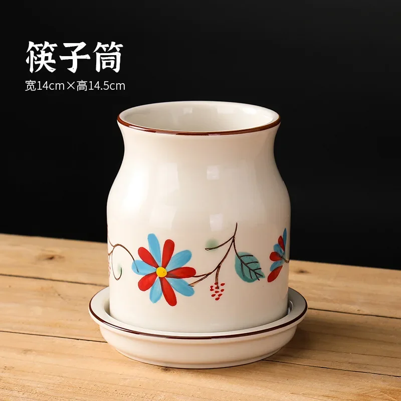 Ceramic Chopstick Cylinder Creative New Kitchen Storage Multifunctional Drain Chopstick Basket Kitchen Tableware Storage