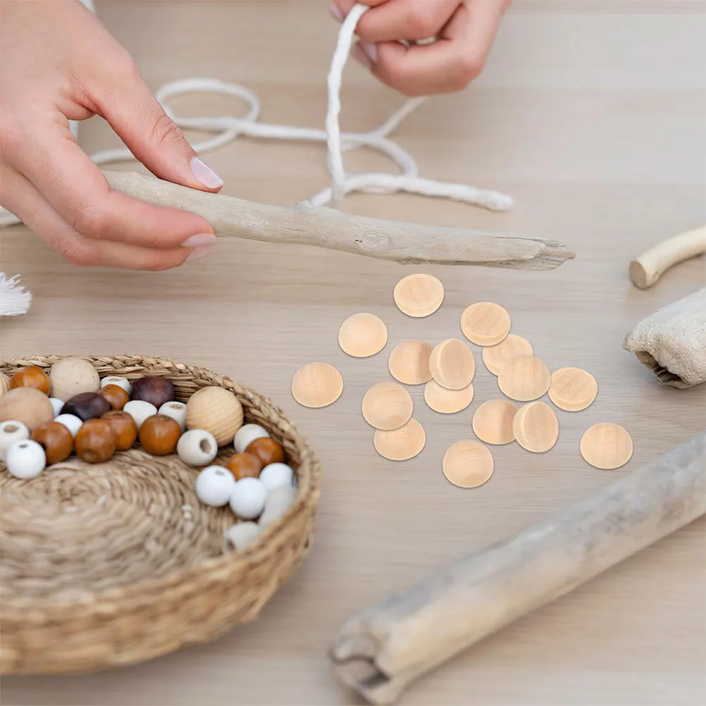 

300pcs Half Wooden Beads 15Mm Unfinished Natural Wood Half Sphere Ornaments For Diy Jewelry Crafts Bracelets Necklaces Handmade