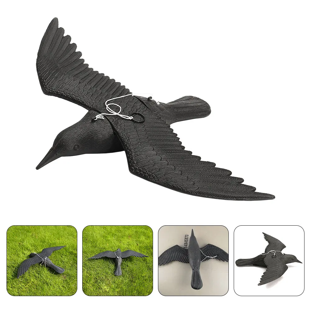 Reallike 3D Plastic Animals Figures Realistic Plastic Crow Simulated Crow Home Bird Figurine Crow Decoys Attracting Crows ﻿